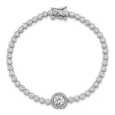 Sterling Silver CZ Halo Bracelet – view 5