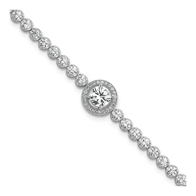 Sterling Silver CZ Halo Bracelet