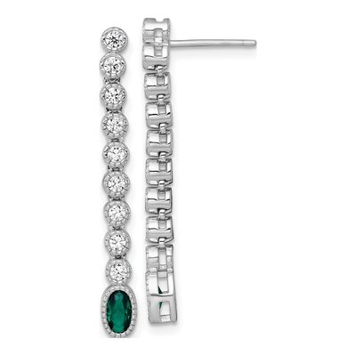 Sterling Silver CZ Dangle Earrings