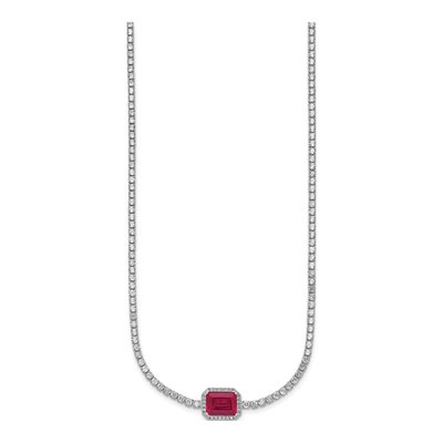 Sterling Silver CZ Halo Necklace – view 3