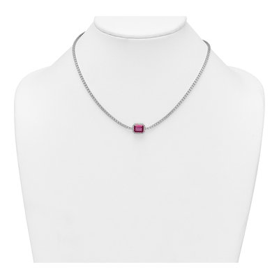 Sterling Silver CZ Halo Necklace – view 4