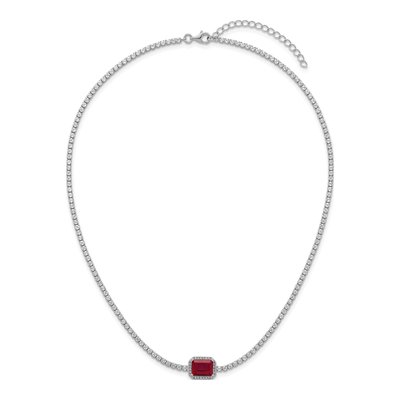 Sterling Silver CZ Halo Necklace – view 5