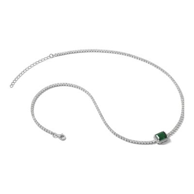 Sterling Silver CZ Halo Necklace – view 7