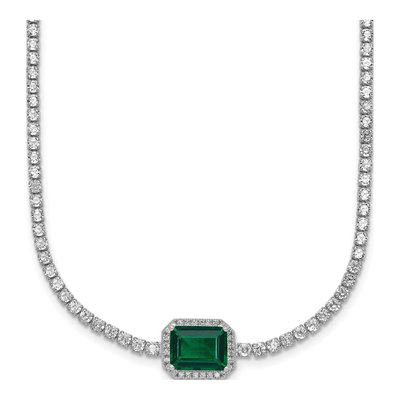 Sterling Silver CZ Halo Necklace