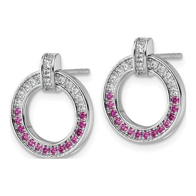 Sterling Silver Round CZ Open Circle Stud Earrings – view 3