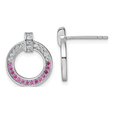 Sterling Silver Round CZ Open Circle Stud Earrings