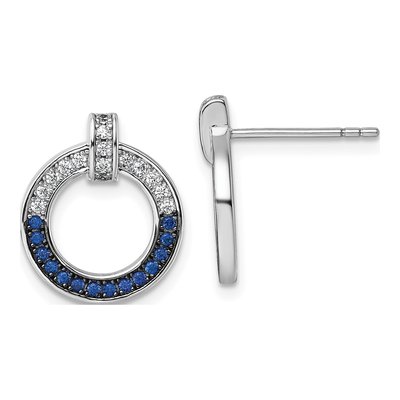 Sterling Silver Round CZ Open Circle Stud Earrings