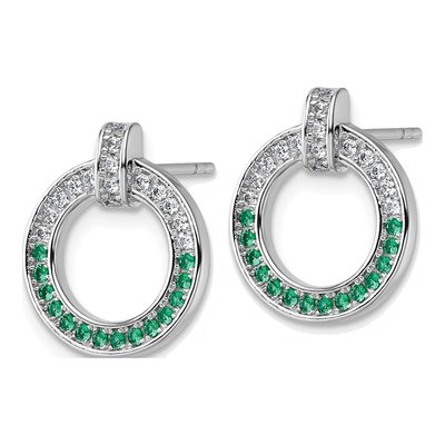 Sterling Silver Round CZ Circle Stud Earrings – view 3