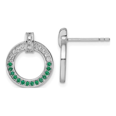 Sterling Silver Round CZ Circle Stud Earrings
