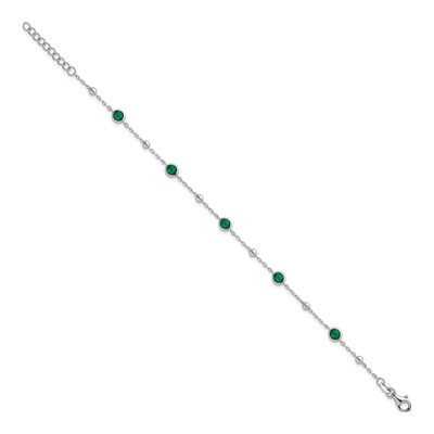Sterling Silver CZ Beaded Bezel Bracelet – view 3