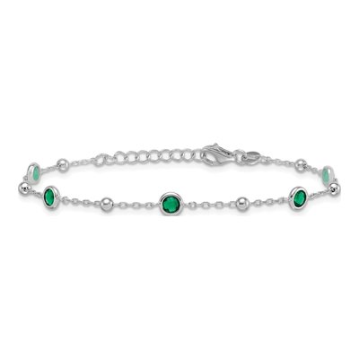 Sterling Silver CZ Beaded Bezel Bracelet – view 4