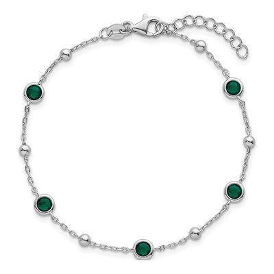 Sterling Silver CZ Beaded Bezel Bracelet – view 5