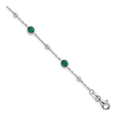 Sterling Silver CZ Beaded Bezel Bracelet