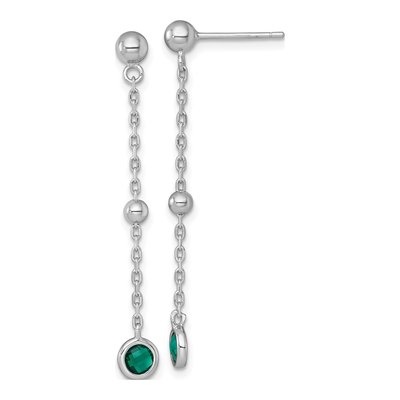 Sterling Silver CZ Bezel Dangle Earrings