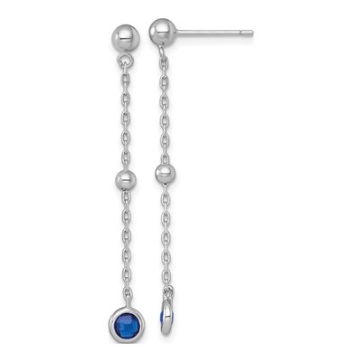 Sterling Silver CZ Bezel Dangle Earrings