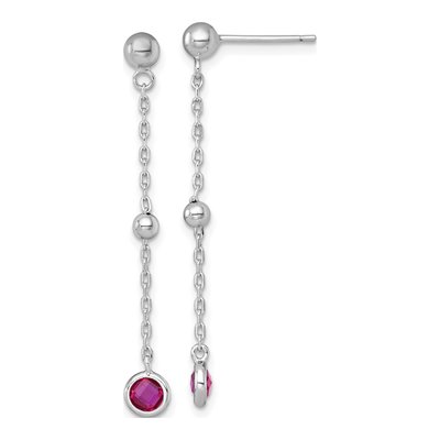 Sterling Silver CZ Bezel Dangle Earrings