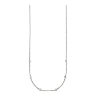 Sterling Silver CZ Station Necklace – view 3