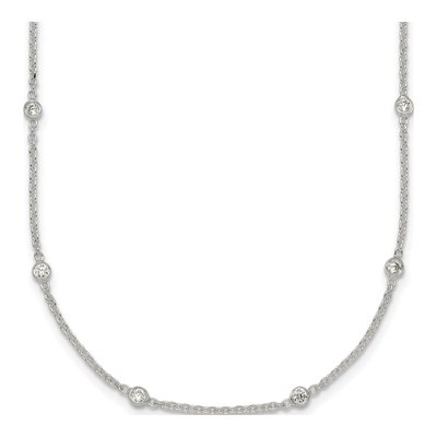 Sterling Silver CZ Station Necklace