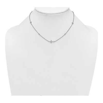 Sterling Silver CZ Cross Station Pendant Necklace – view 4