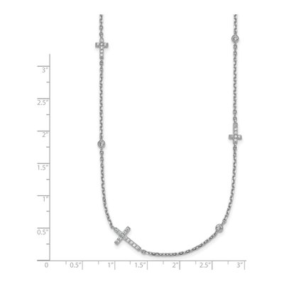 Sterling Silver CZ Cross Station Pendant Necklace – view 6