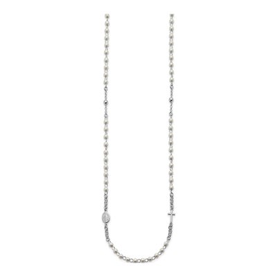 Sterling Silver Simulated Pearl Rosary-Style Pendant Necklace – view 2