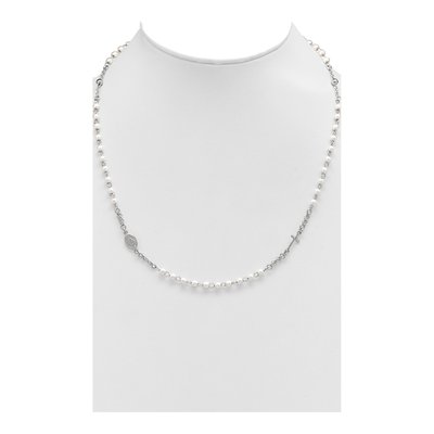 Sterling Silver Simulated Pearl Rosary-Style Pendant Necklace – view 3