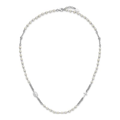 Sterling Silver Simulated Pearl Rosary-Style Pendant Necklace – view 4