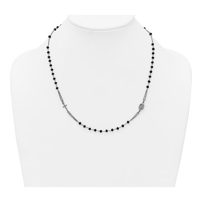 Sterling Silver Crystal Rosary Pendant Necklace – view 4