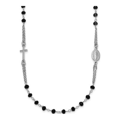 Sterling Silver Crystal Rosary Pendant Necklace