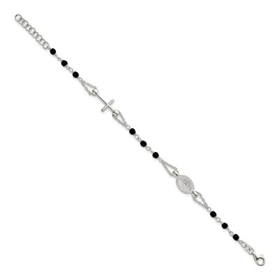 Sterling Silver Black Glass Rosary Bracelet – view 3