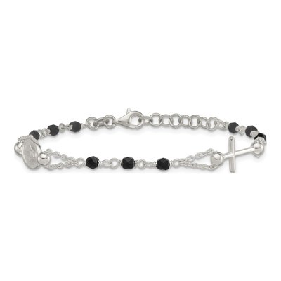 Sterling Silver Black Glass Rosary Bracelet – view 4