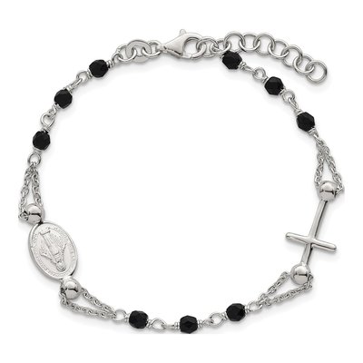 Sterling Silver Black Glass Rosary Bracelet – view 5