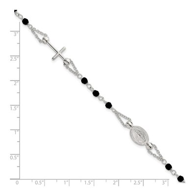 Sterling Silver Black Glass Rosary Bracelet – view 6