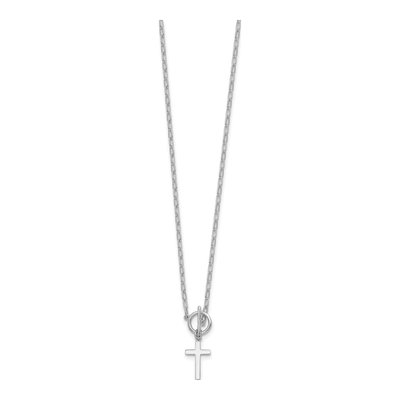 Sterling Silver Cross Paperclip Pendant Necklace – view 3