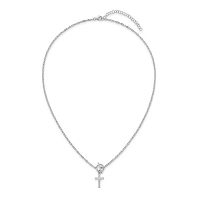 Sterling Silver Cross Paperclip Pendant Necklace – view 5