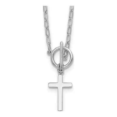 Sterling Silver Cross Paperclip Pendant Necklace