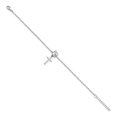 Sterling Silver Cross Dangle Paperclip Bracelet – view 3