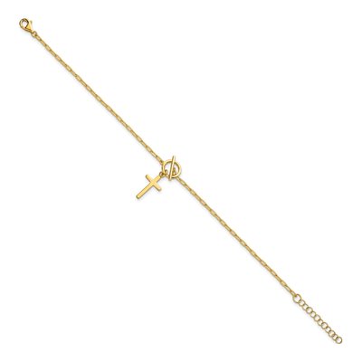 Gold-Plated Sterling Silver Cross Paperclip Bracelet – view 3