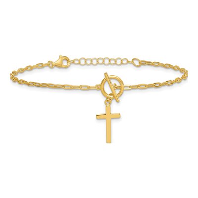 Gold-Plated Sterling Silver Cross Paperclip Bracelet – view 4