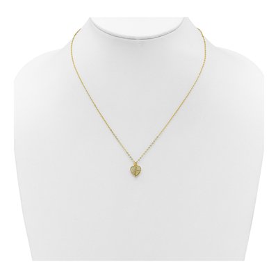 Gold-Plated Sterling Silver Mother of Pearl & CZ Girls' Heart Cross Pendant Necklace – view 3