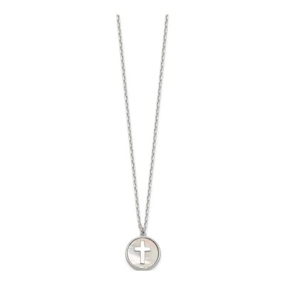 Sterling Silver Mother of Pearl Cross Pendant Necklace – view 2