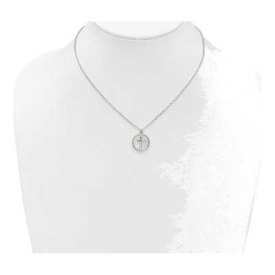 Sterling Silver Mother of Pearl Cross Pendant Necklace – view 3