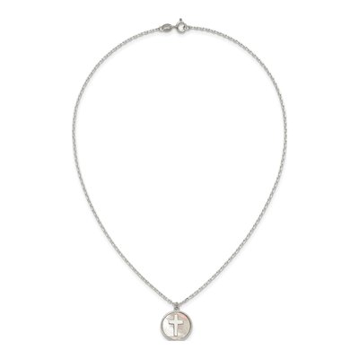 Sterling Silver Mother of Pearl Cross Pendant Necklace – view 4