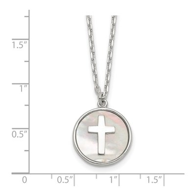 Sterling Silver Mother of Pearl Cross Pendant Necklace – view 5
