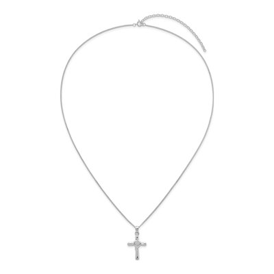 Sterling Silver CZ Heart Cross Pendant Necklace – view 5
