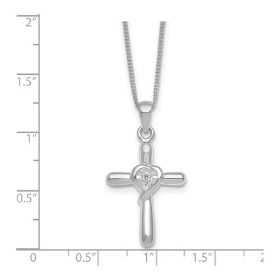 Sterling Silver CZ Heart Cross Pendant Necklace – view 6