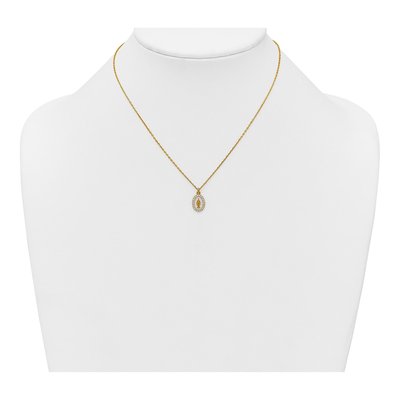 Gold-Plated Sterling Silver CZ Miraculous Medal Pendant Necklace – view 4