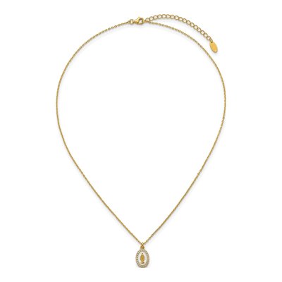 Gold-Plated Sterling Silver CZ Miraculous Medal Pendant Necklace – view 5