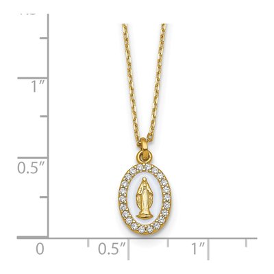 Gold-Plated Sterling Silver CZ Miraculous Medal Pendant Necklace – view 6