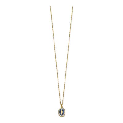 Gold-Plated Sterling Silver CZ Miraculous Medal Pendant Necklace – view 3